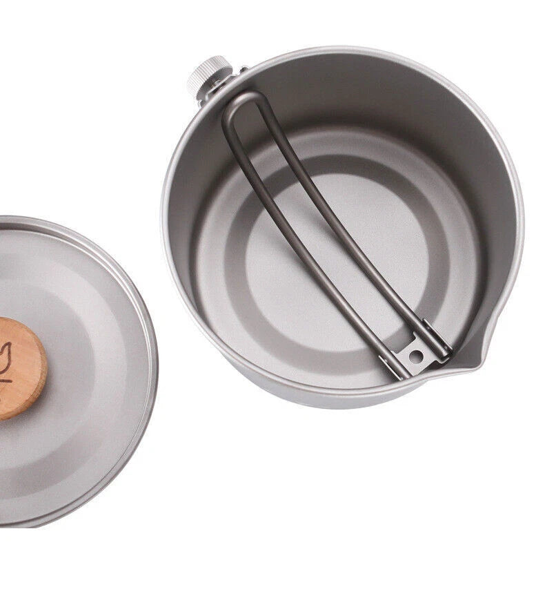 Portable Titanium Camping Pot Hanging Pot Detachable Handle Camping Cookware 07FC0E-D4 - KOEEK
