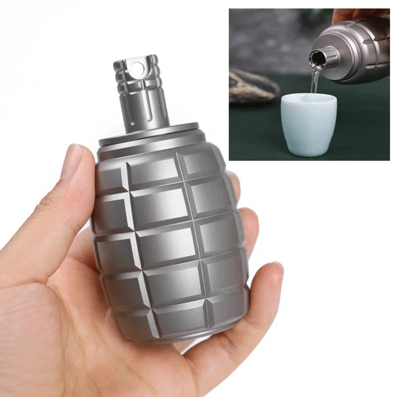 Titanium Flagon Pocket Hip Flask Whiskey Wine Container Screw Cap Flagon 100ML 07FC0E-D4 - KOEEK