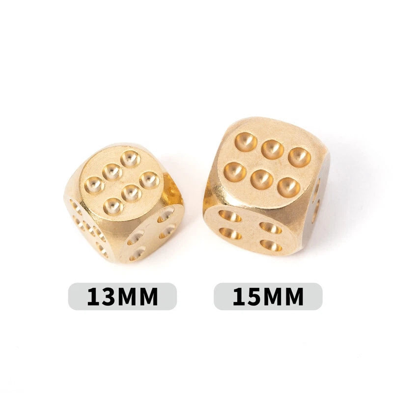 4pcs Solid Brass Dice Toy 15mm Six Sided Square EDC Metal Dice Board Game Toy 07FC0E-D4 - KOEEK
