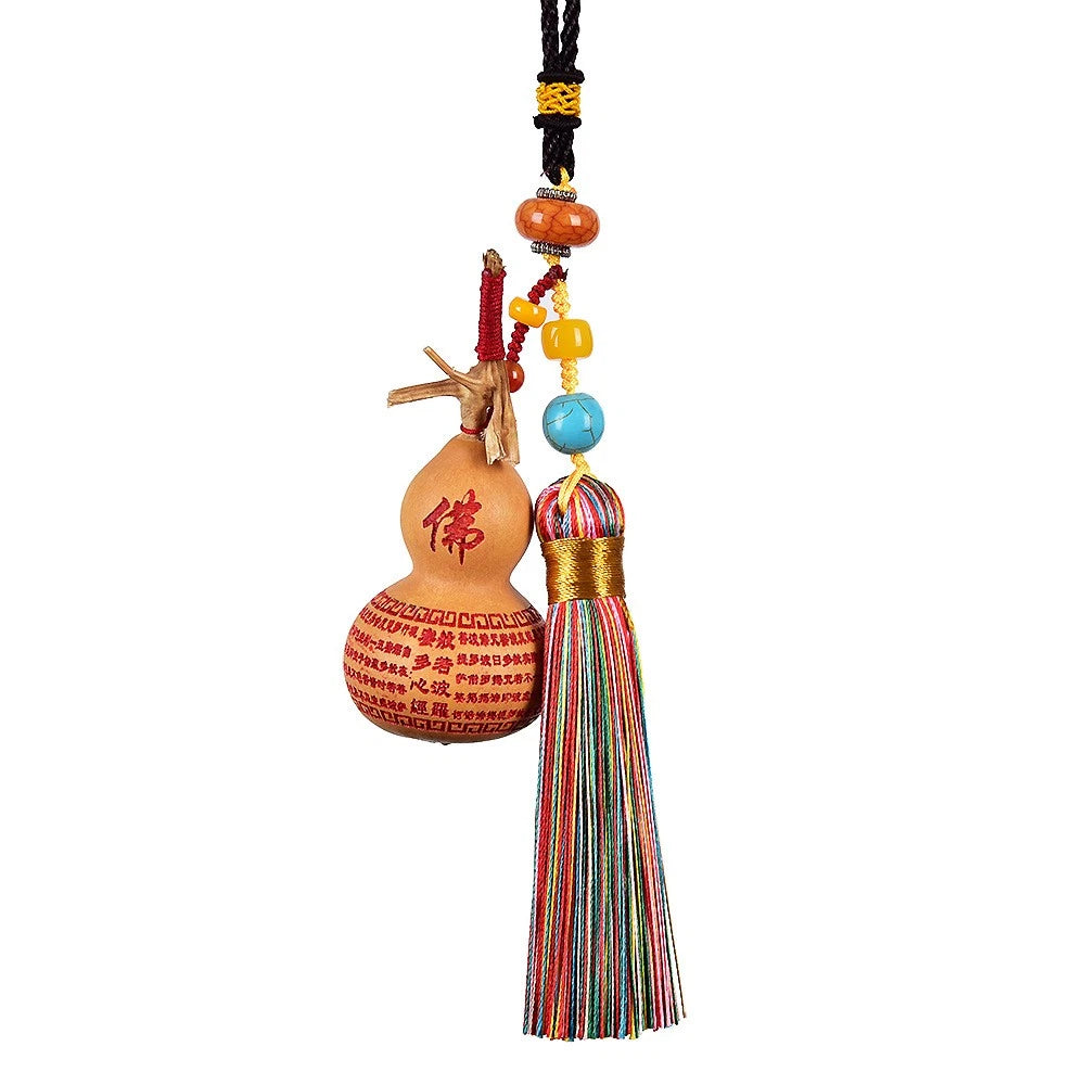 Natural Gourd Car Hanging Ornament Tassel Rearview Mirror Peace Charm Decor 07FC0E-D4 - KOEEK