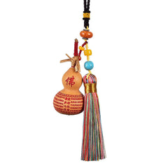 Natural Gourd Car Hanging Ornament Tassel Rearview Mirror Peace Charm Decor 07FC0E-D4 - KOEEK