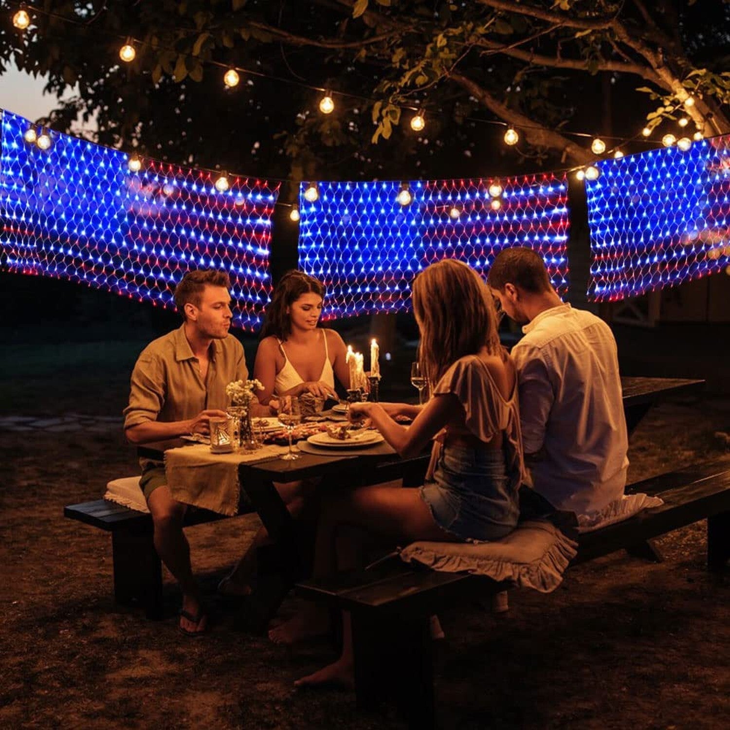 (Upgraded) Solar American Flag Lights, 2-in-1 Plug-in & Solar Powered Flag Li... 07FC0E-D4 - KOEEK