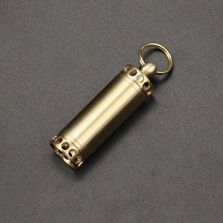 EDC Brass Waterproof Pill Box Organizer Container Case Storage Tank Key chain 07FC0E-D4 - KOEEK