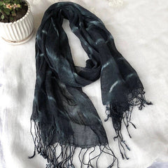 Mens  Flax Linen Tasseled Fairy Tie-dyed Unisex Spring Shawl Bandana Wrap 07FC0E-D4 - KOEEK