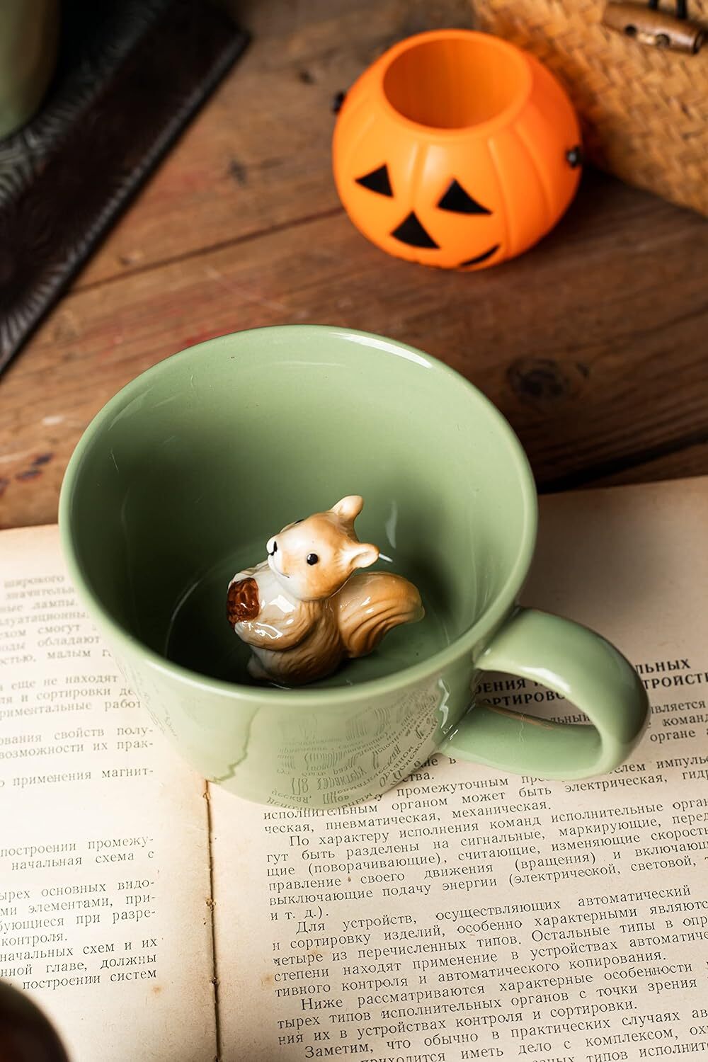 new DIHOclub Squirrel Ceramic Cup Hidden 3D Animal Inside Mug,Cute Light Green DIHOCLUB - KOEEK