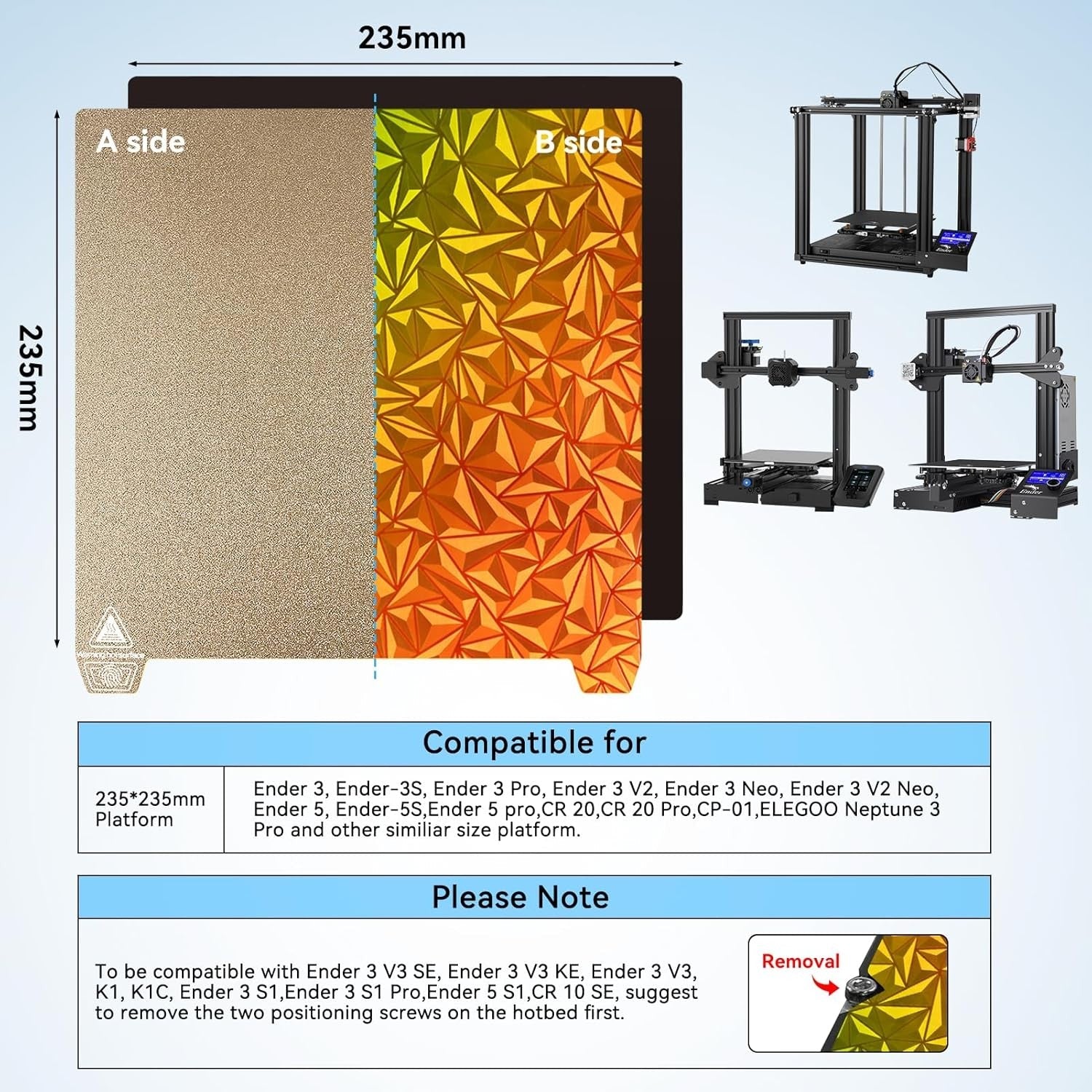 new Ender 3 /Pro/V2/Neo PEO PEI Build Plate,Magnetic Print Bed,Holographic... 07FC0E-D4 - KOEEK