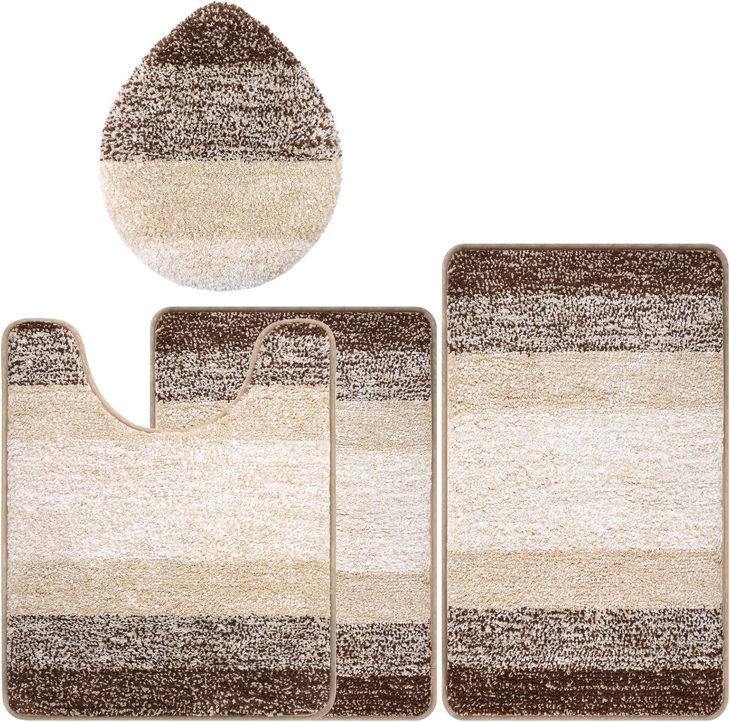 Bathroom mat set (4 pieces), including toilet seat cover 07FC0E-D4 - KOEEK