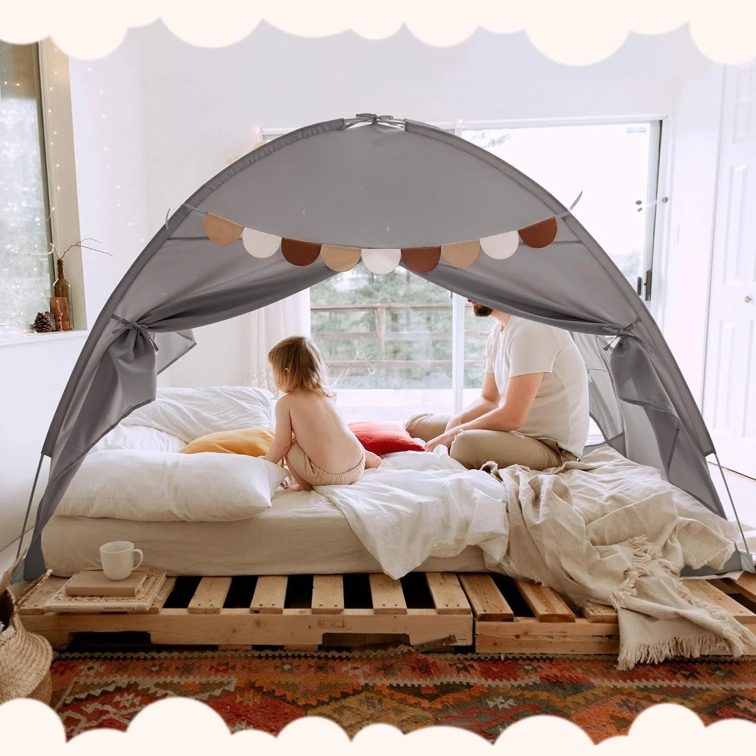 Bed Tent Bed Canopy Bunk Twin Size for Kids, Kids Tent Floor Indoor Privacy 07FC0E-D4 - KOEEK