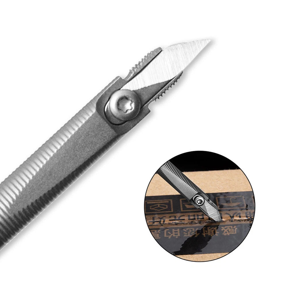 Mini Titanium Alloy Utility Pen Knife Keychain Portable EDC Blade Replaceable 07FC0E-D4 - KOEEK