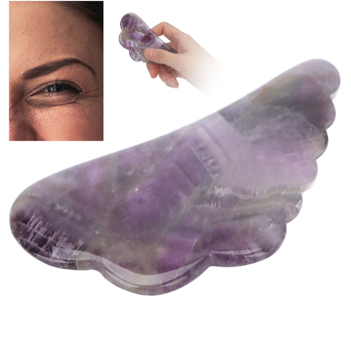 new Amethyst Stone Guasha Board Scraping Massage For Acupuncture Massage Lifting HGF koeek - KOEEK