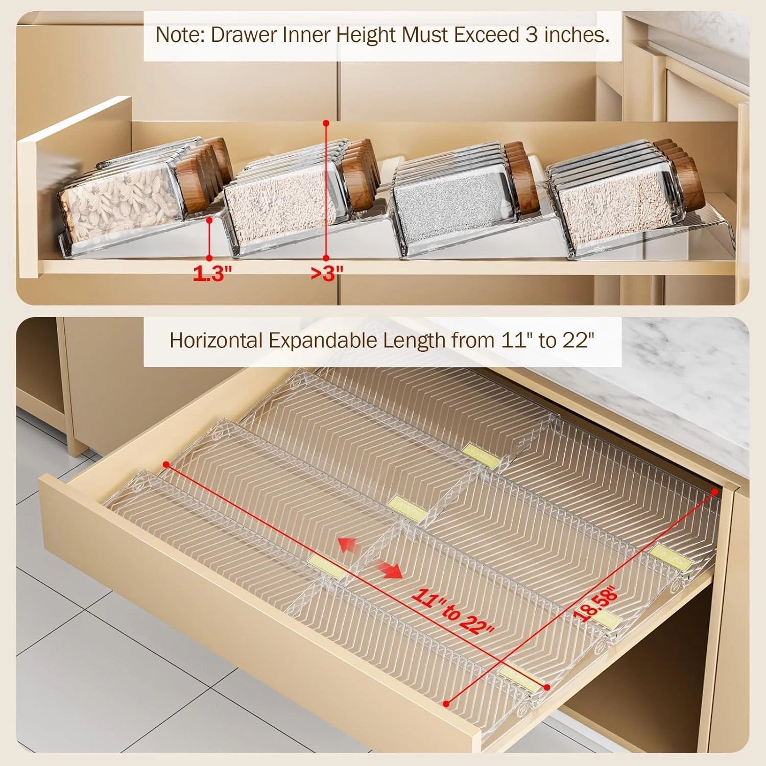Spice Drawer Organizer, 8 Pack Clear Seasoning Organizer Rack, Kitchen Spice 07FC0E-D4 - KOEEK