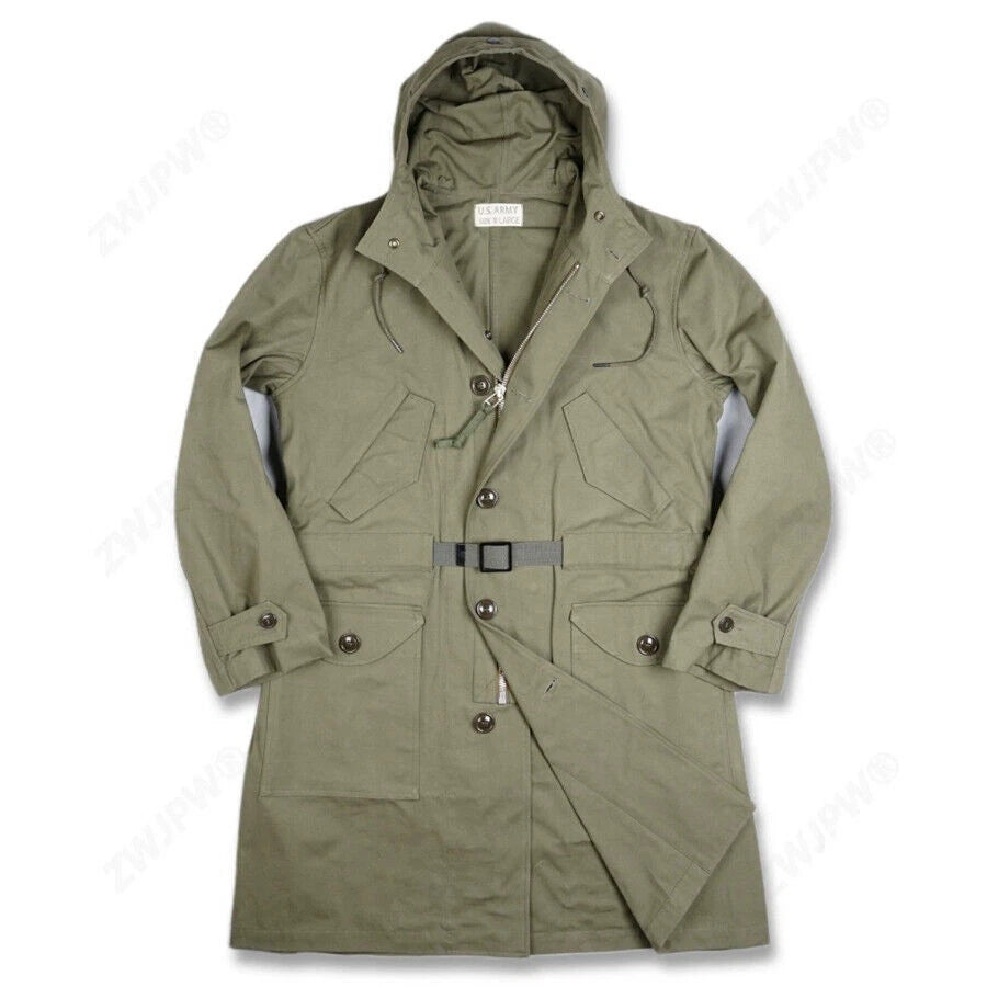 Military US Army M47 Jacket Trench Coat Mens Spring Fall Zip Hooded Windbreaker 07FC0E-D4 - KOEEK