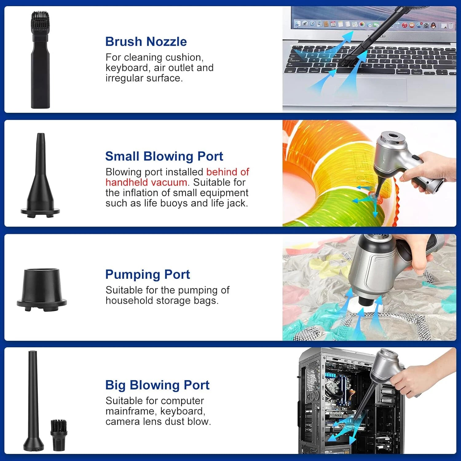 Handheld Cordless Vacuum Cleaner, 9000PA Portable Cordless Car Vacuum Cleaner 07FC0E-D4 - KOEEK