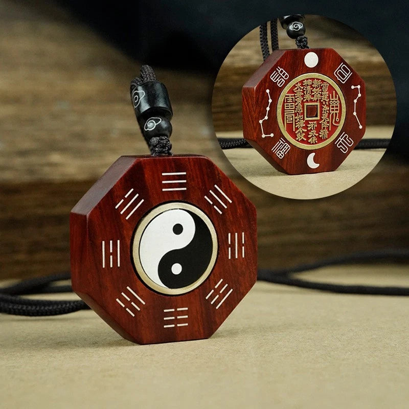 Sandalwood Handmade Carve Pendant Taoism Accessories Chinese Tai Chi Decoration 07FC0E-D4 - KOEEK