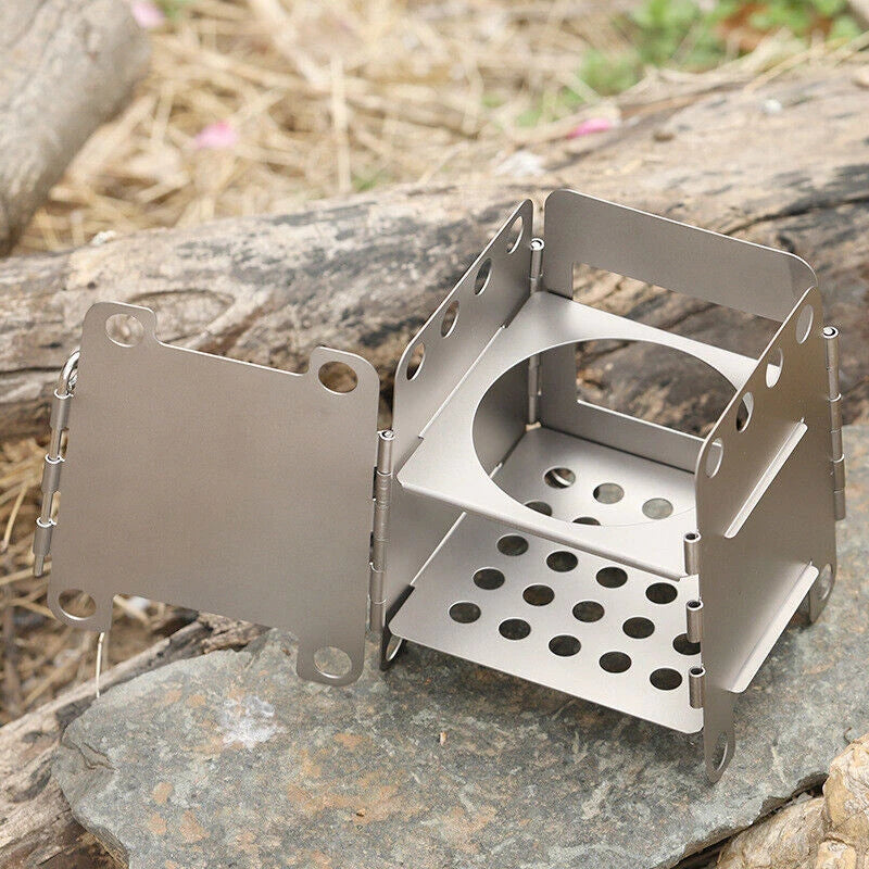 Portable Camping Titanium Stove Lightweight Folding Wood Burning Stove Camping 07FC0E-D4 - KOEEK