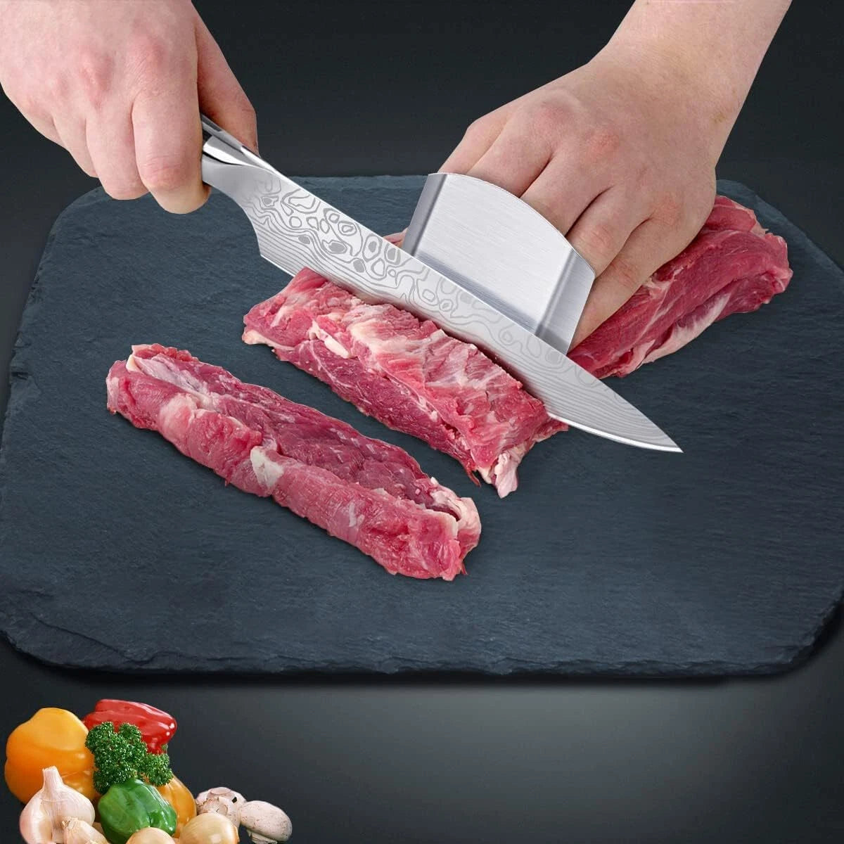 8-Inch Ultra-Sharp Professional Chef's Knife with Finger Guard and Sharpener 07FC0E-D4 - KOEEK