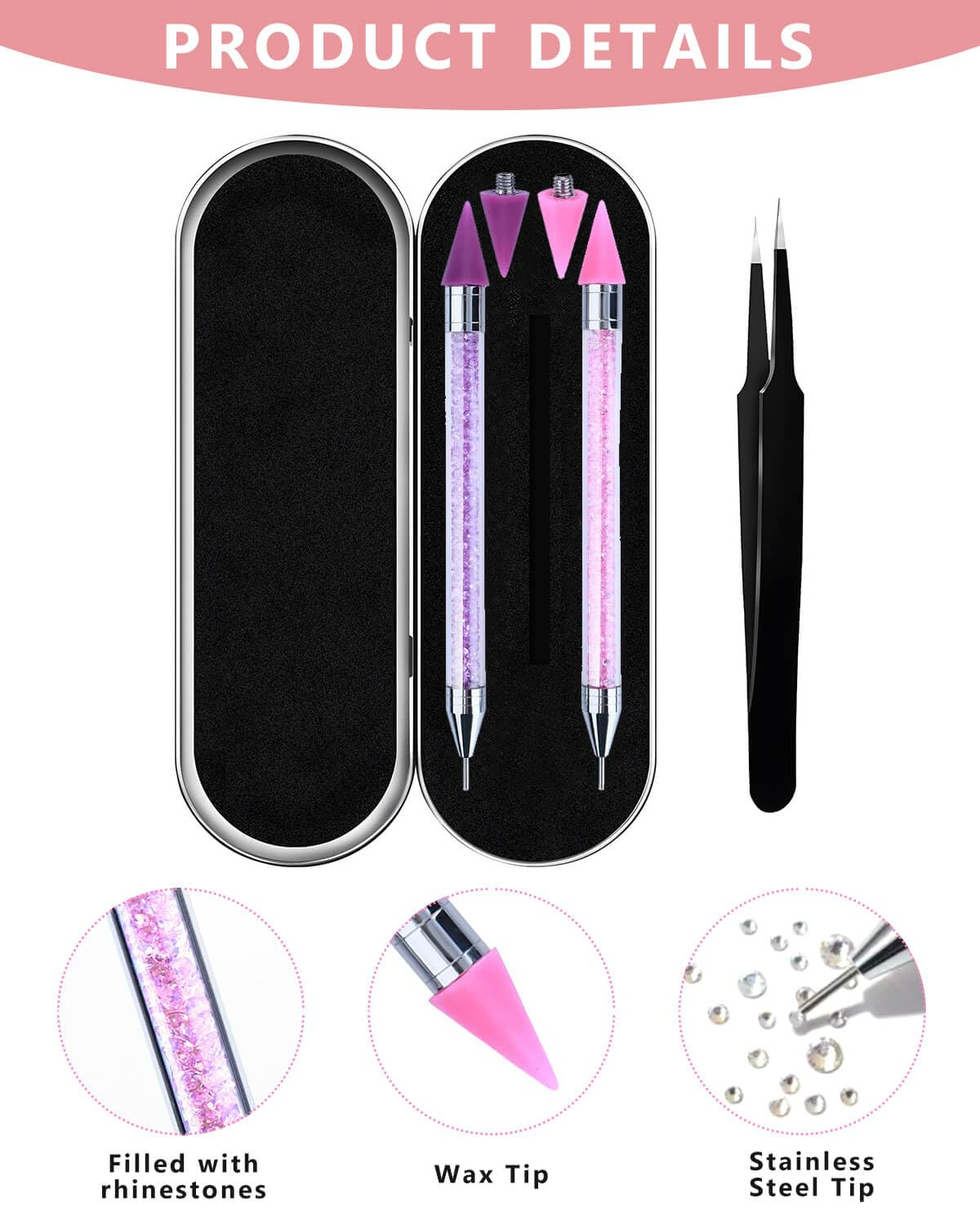 ny Rhinestone Picker Tool Voksblyant for Rhinestones Diamantmaling DIY Nail Dott