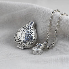 Vase Hollow Pendant Necklace Fu Character Lotus Pendant Openable Amulet Box 07FC0E-D4 - KOEEK