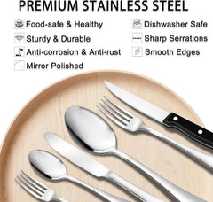 49 Piece Stainless Steel Silverware Set with Flatware Organizer, 8 People 07FC0E-D4 - KOEEK