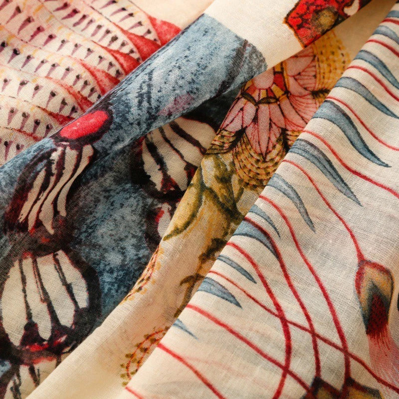 Women Tropical Floral Garden Stole Scarf Summer Spring Soft Neckerchief Shawl 07FC0E-D4 - KOEEK