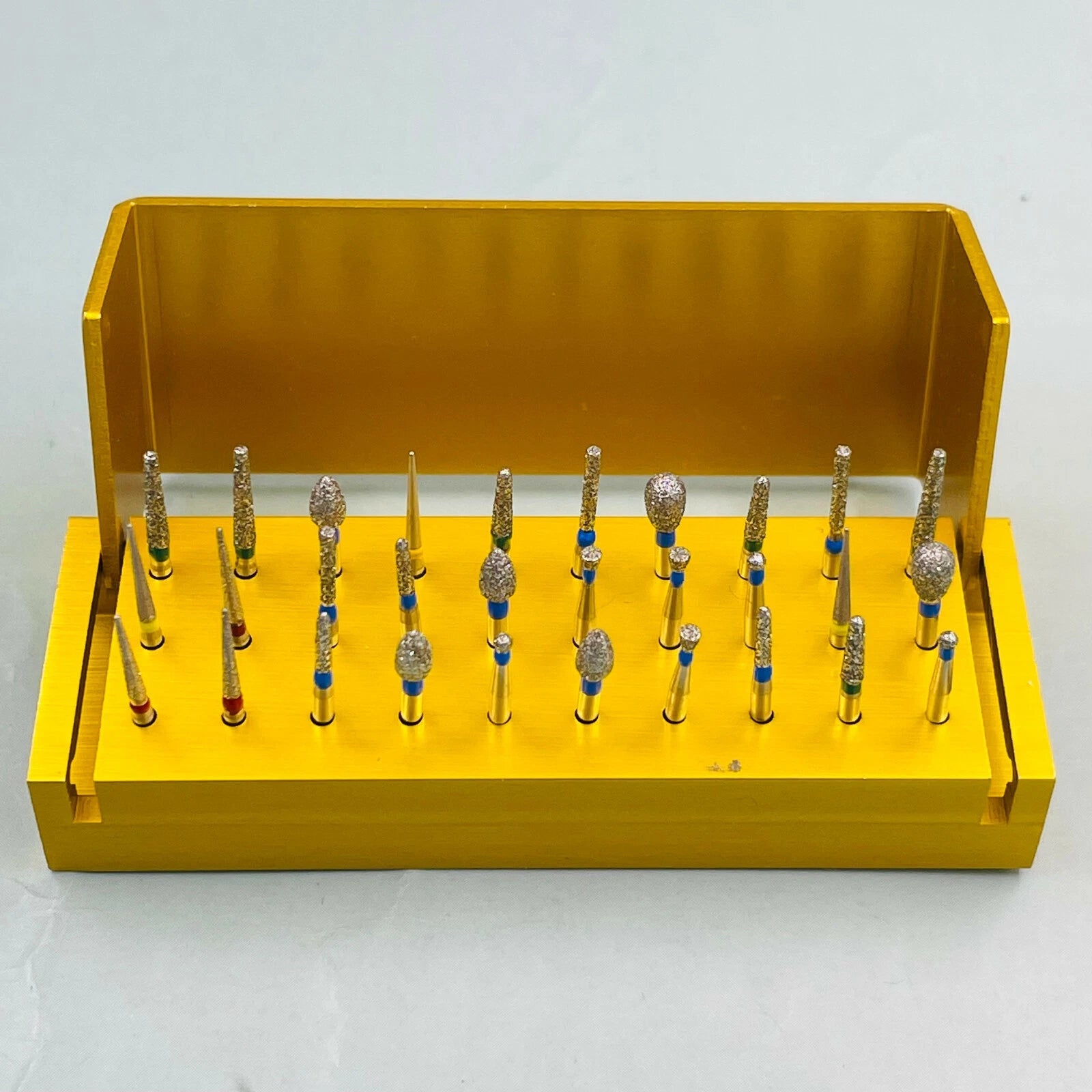 30pcs Dental Diamond Burs Drill+Disinfection Bur Block High Speed Handpiece Kit 07FC0E-D4 - KOEEK