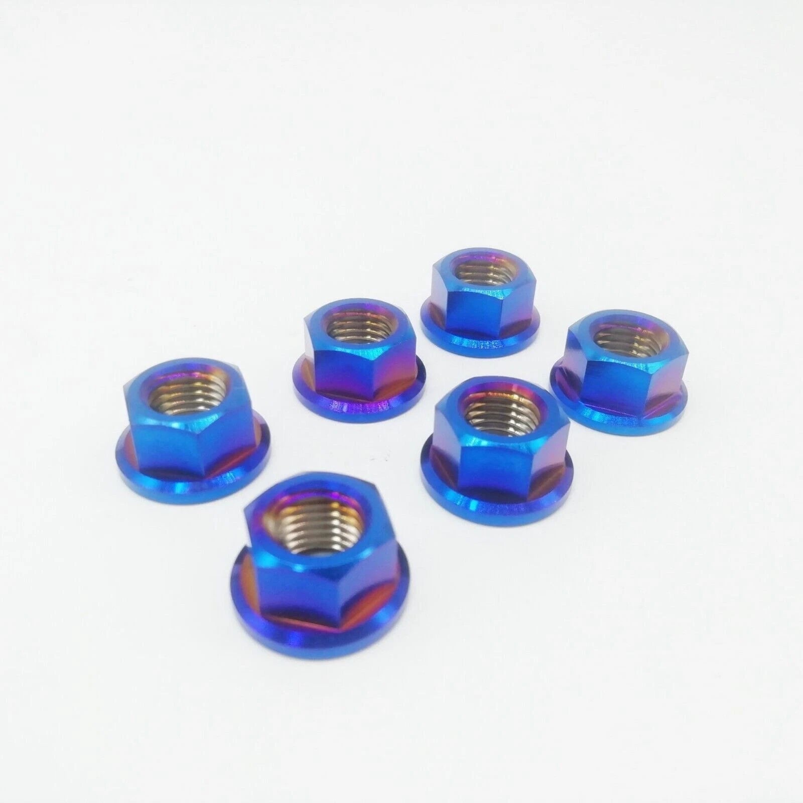 Burning blue M8x1.25mm Titanium Ti Sprocket Flange Nut MTB Motorcycle Bike 10pcs 07FC0E-D4 - KOEEK
