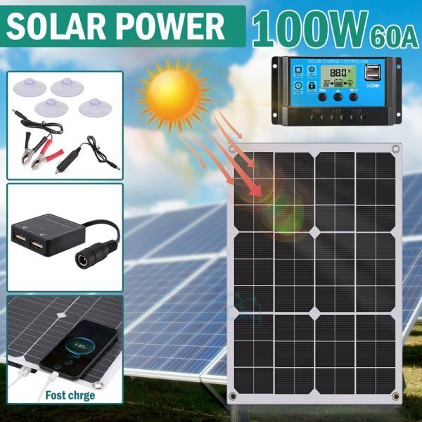 ny 100W Watt fleksibelt solcellepanel 12V Mono Home RV Rooftop Camping Off-Grid Power