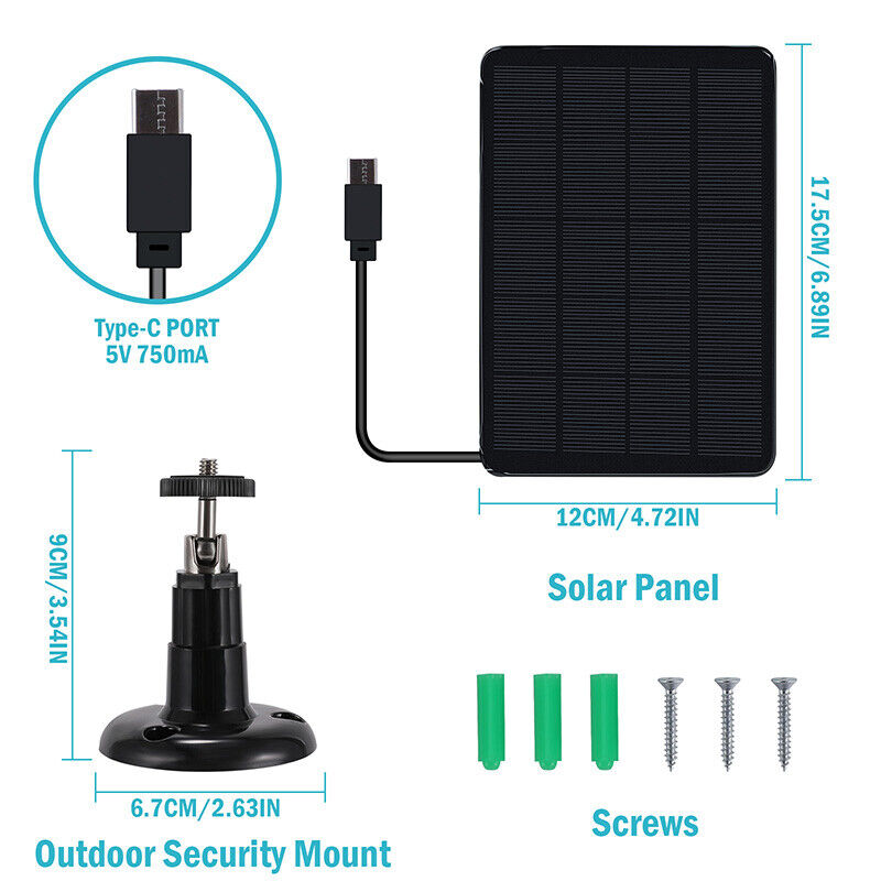 nytt Solcellepanel for USB Power CCTV Kamera Sikkerhetskamera Batterilader Utendørs 4W 5V