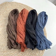 Mens  Cotton Natural Wrinkled Scarf Breathable Winter Shawl Unisex Scarves 07FC0E-D4 - KOEEK