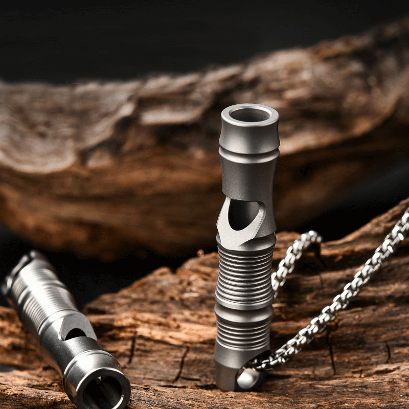 Mini Titanium Alloy Whistle Necklace Lanyard DIY EDC Survival Key chain EDC Tool 07FC0E-D4 - KOEEK