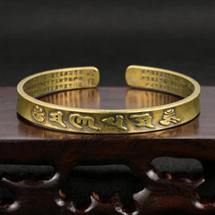 Vintage Brass Buddhist Six Character Mantra Bangles Heart Sutra Luck Bracelets 07FC0E-D4 - KOEEK