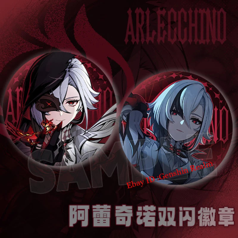 2Pcs/Set Anime  Arlecchino Figure Metal Pin Brooch Badge Gift 07FC0E-D4 - KOEEK