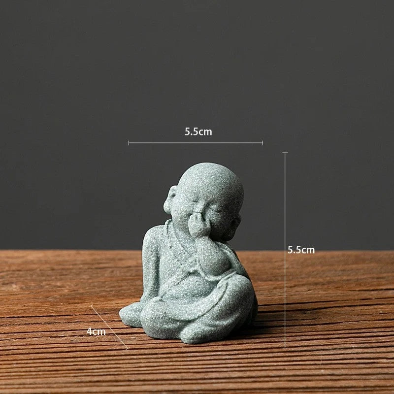 1Pc Buddhist Monks Figurine Buddha Stone Statue Chinese Fengshui Zen Decoration 07FC0E-D4 - KOEEK