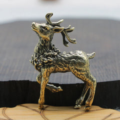 2pcs Solid Brass Deer Figurine Small Statue Home Ornaments Animal Figurines Gift 07FC0E-D4 - KOEEK