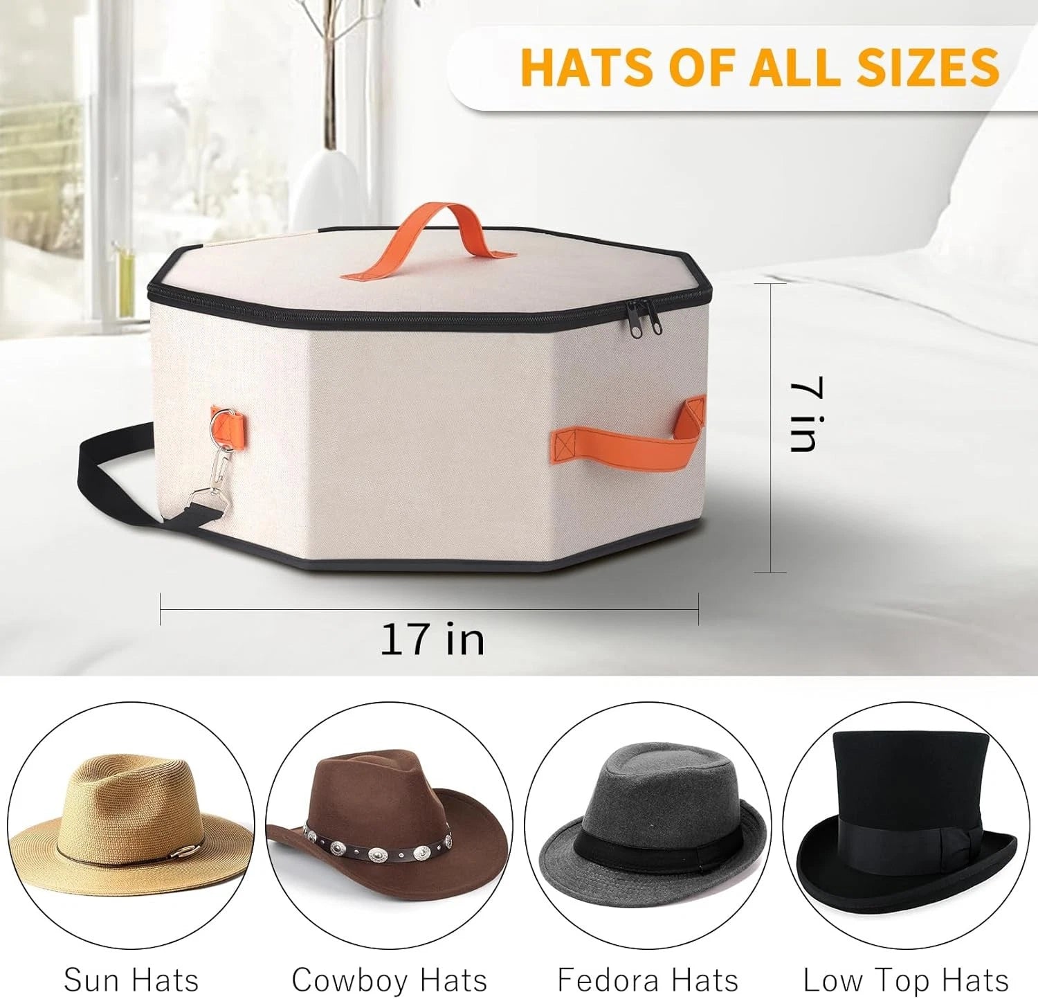 Unisex hat storage box, cardboard-supported hat box 07FC0E-D4 - KOEEK
