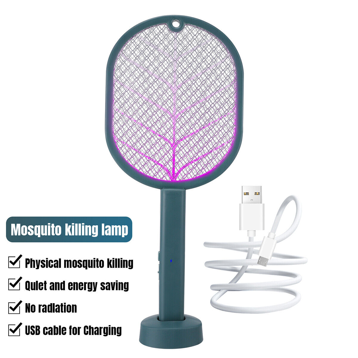 ny håndholdt USB genopladelig myggefluesmækker Bug Insect Zapper Killer ketcher