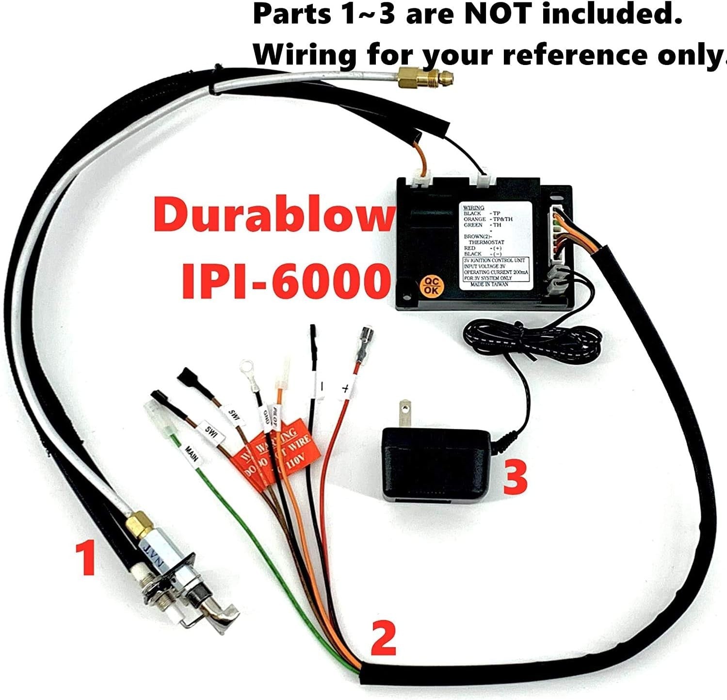 new Durablow IPIH590 Wire Harness for Gas Fireplace Electronic IPI Pilot... DURABLOW - KOEEK