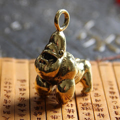 Solid Brass Gorilla King Kong Metal Gold Pendant Men's Keychain Key Ring Charms 07FC0E-D4 - KOEEK
