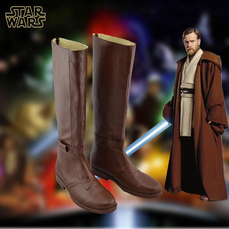 Star Wars Jedi Knight Obi-Wan Kenobi Boots PU Costume Cosplay Shoes Paty Props 07FC0E-D4 - KOEEK