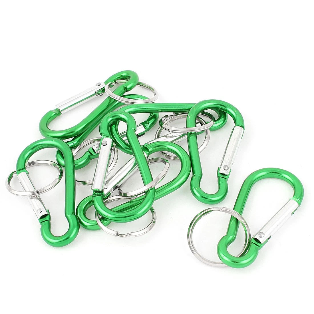 8pcs Green Metal Carabiner Clips Spring Belt Key Chain Keychain Camping Hook 07FC0E-D4 - KOEEK