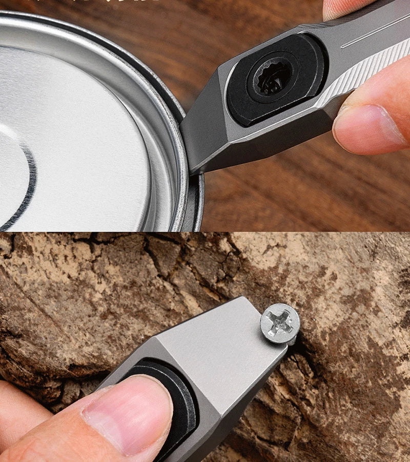 EDC Titanium Alloy Keychain Pocket Pry Bar Crowbar Opener Outdoor Multi Tools 07FC0E-D4 - KOEEK