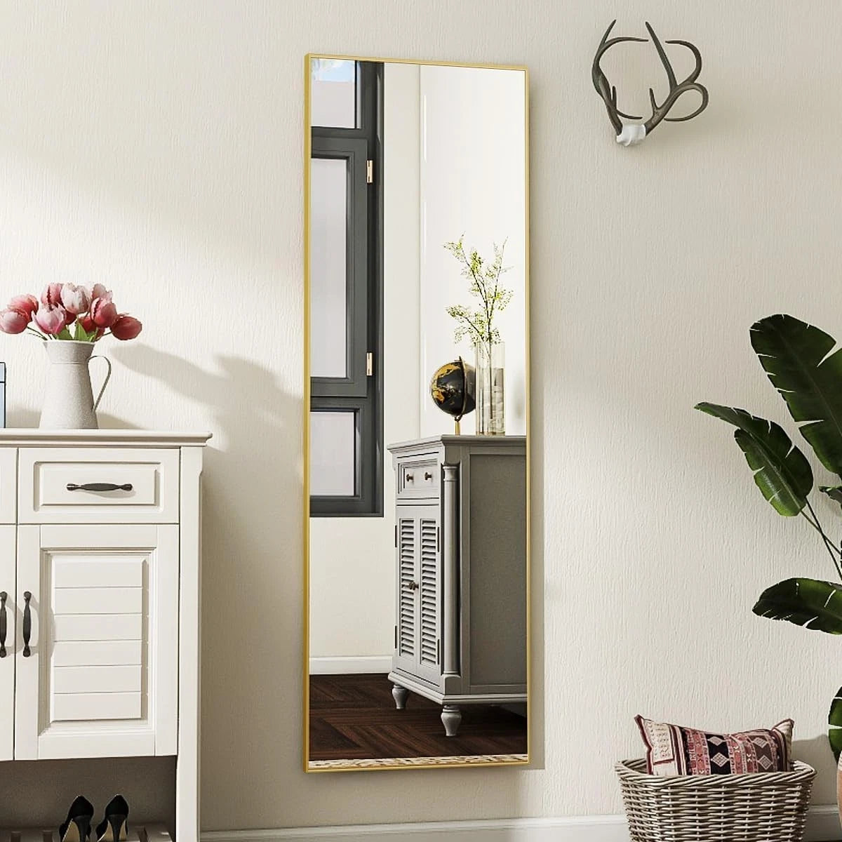 21"x56" Floor Mirror Full Length, Bedroom Floor Body Mirror, Large Gold Mirror 07FC0E-D4 - KOEEK