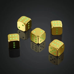 Solid Metal Dice Bronze Glow Mahjong Game Dice 5 Pieces 07FC0E-D4 - KOEEK