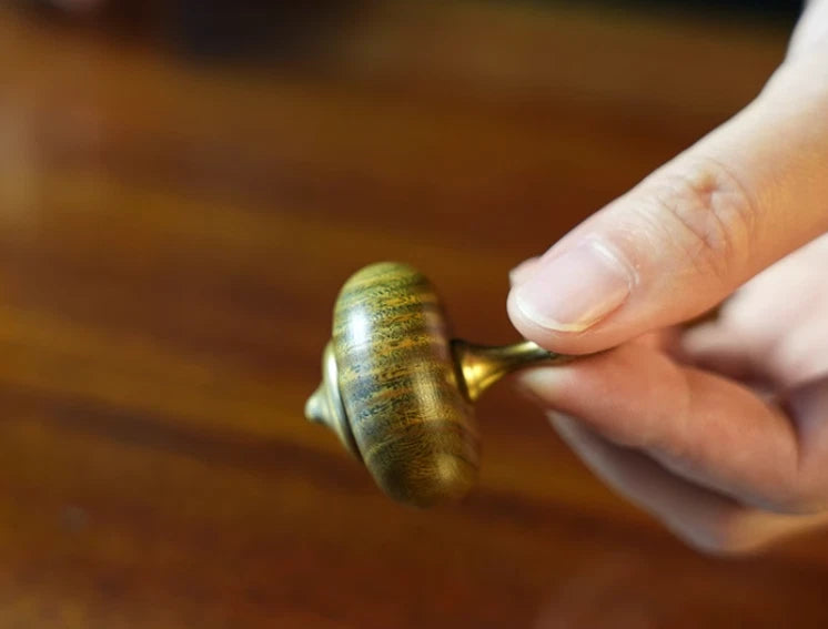 Brass+Wood Hand Twisting Spinning Top Gyro Gyroscope Spinner Men EDC Toy 07FC0E-D4 - KOEEK