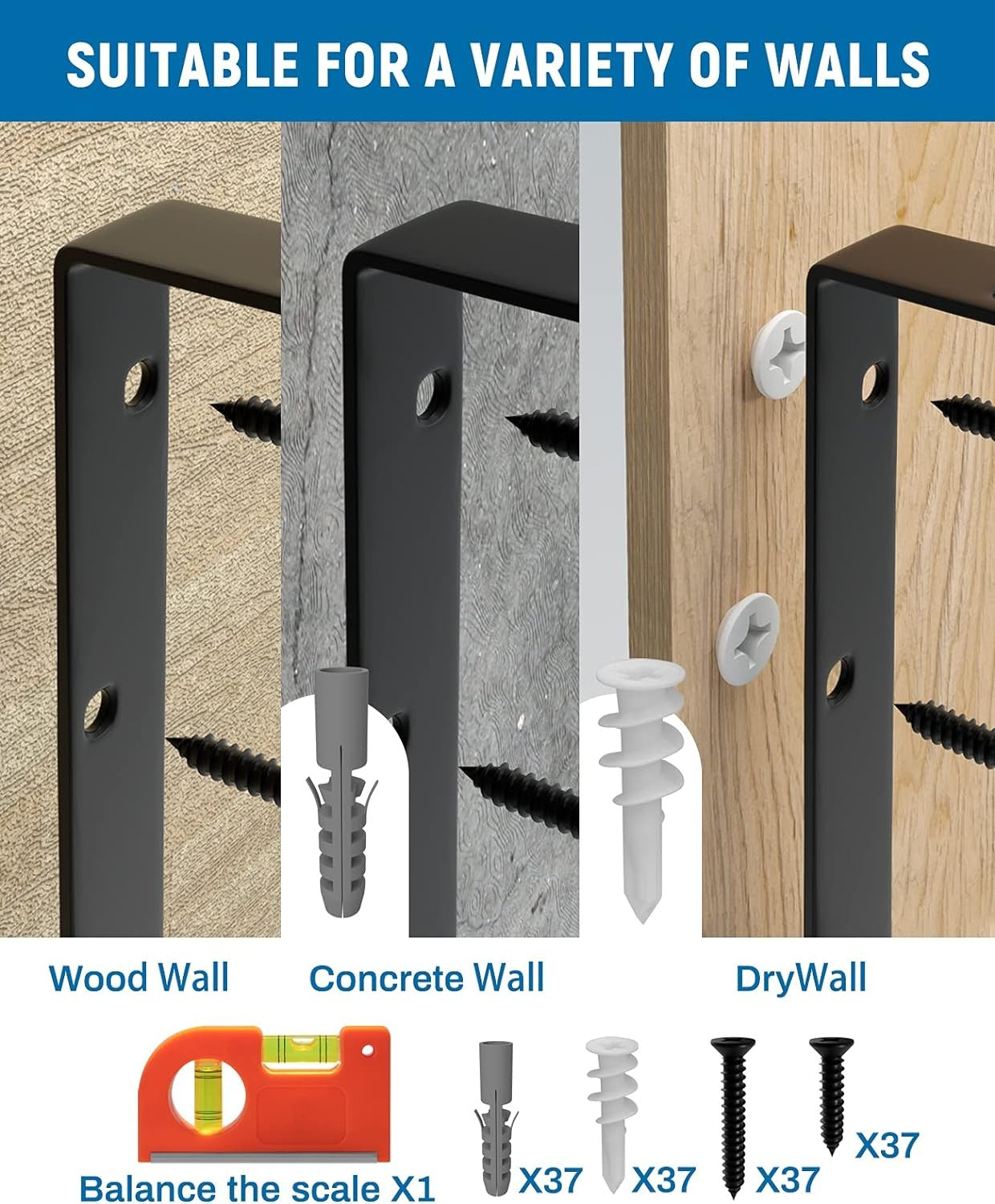 new LEOPO 14 Inch Heavy Duty Shelf Brackets & Supports, 8 14 Inch, Black-8 Pack LEOPO - KOEEK