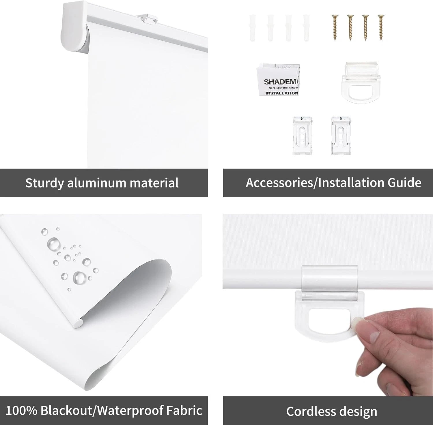 Wireless blackout roller blinds, cord spring system indoor blinds 07FC0E-D4 - KOEEK