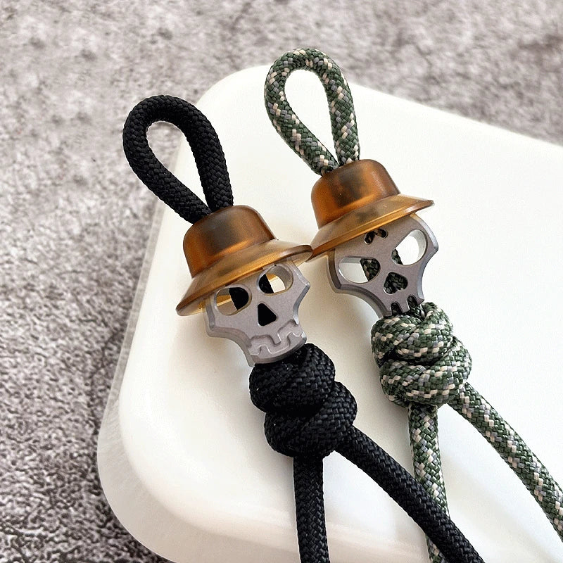 EDC Titanium + Ultem PEI Knife Lanyard Bead Pendant Parachute Cord DIY Keychain- 07FC0E-D4 - KOEEK