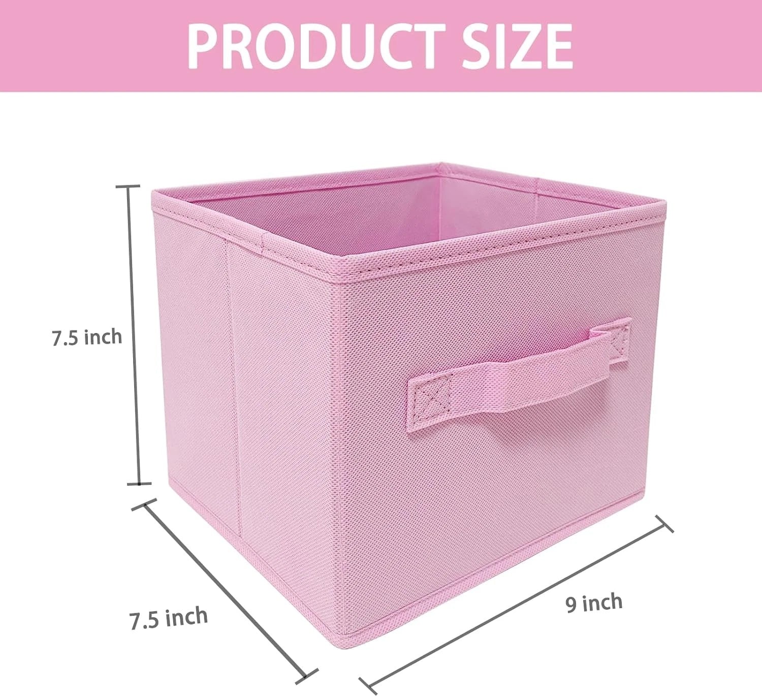 Pink Storage Boxes,Set of 3,9.0 inches x 7.5 inches x 7.5 inches,Foldable Fabric 07FC0E-D4 - KOEEK
