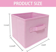 Pink Storage Boxes,Set of 3,9.0 inches x 7.5 inches x 7.5 inches,Foldable Fabric 07FC0E-D4 - KOEEK