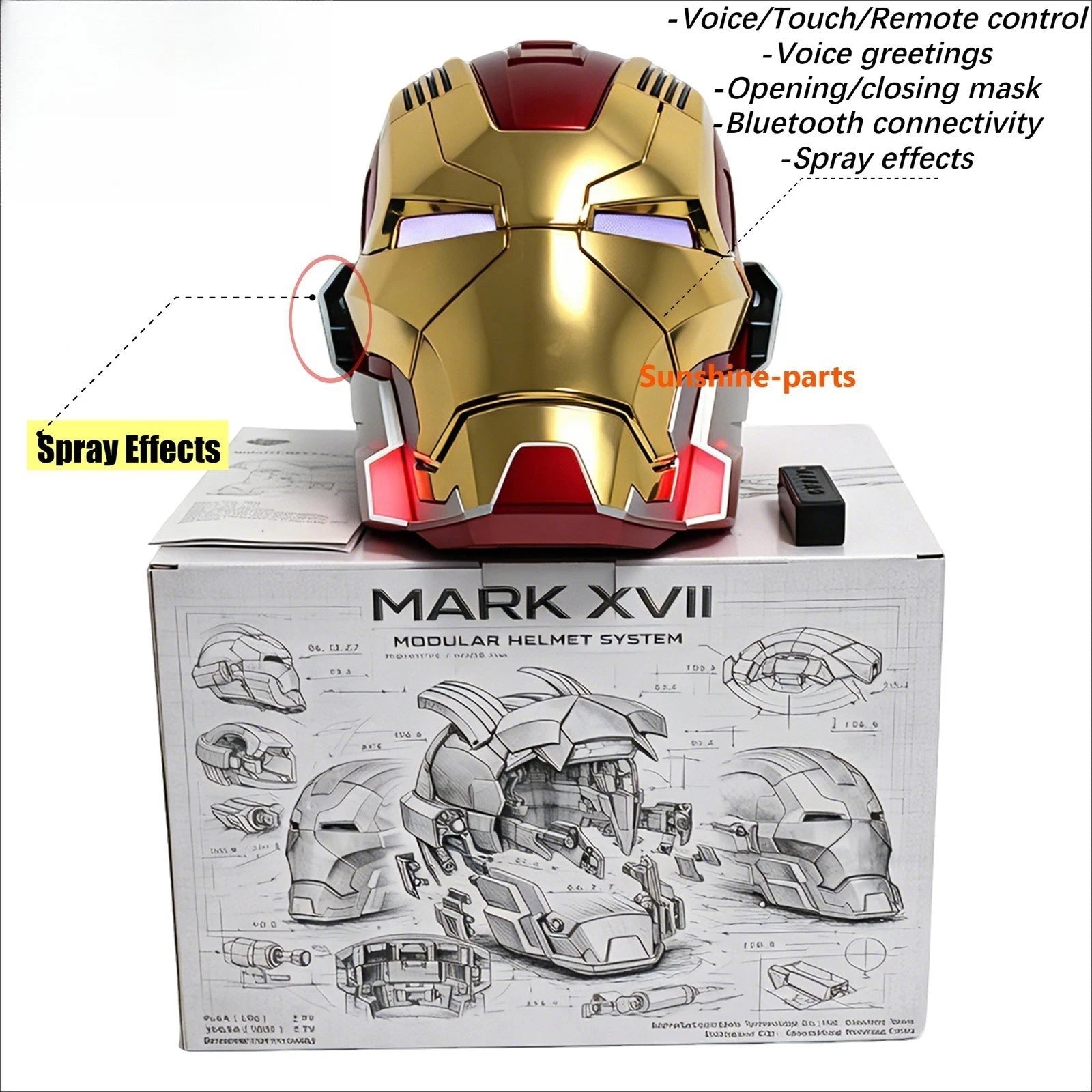 Iron Man Helmet MK17 1/1 Wearable English Voice-controlled Mask Transform Prop 07FC0E-D4 - KOEEK